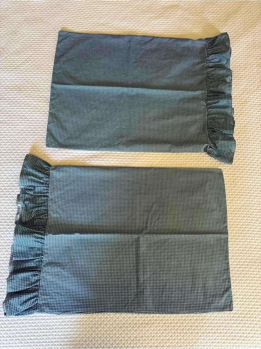 Two Ralph Lauren Blue Gingham Twin Comforters and Pillowcases